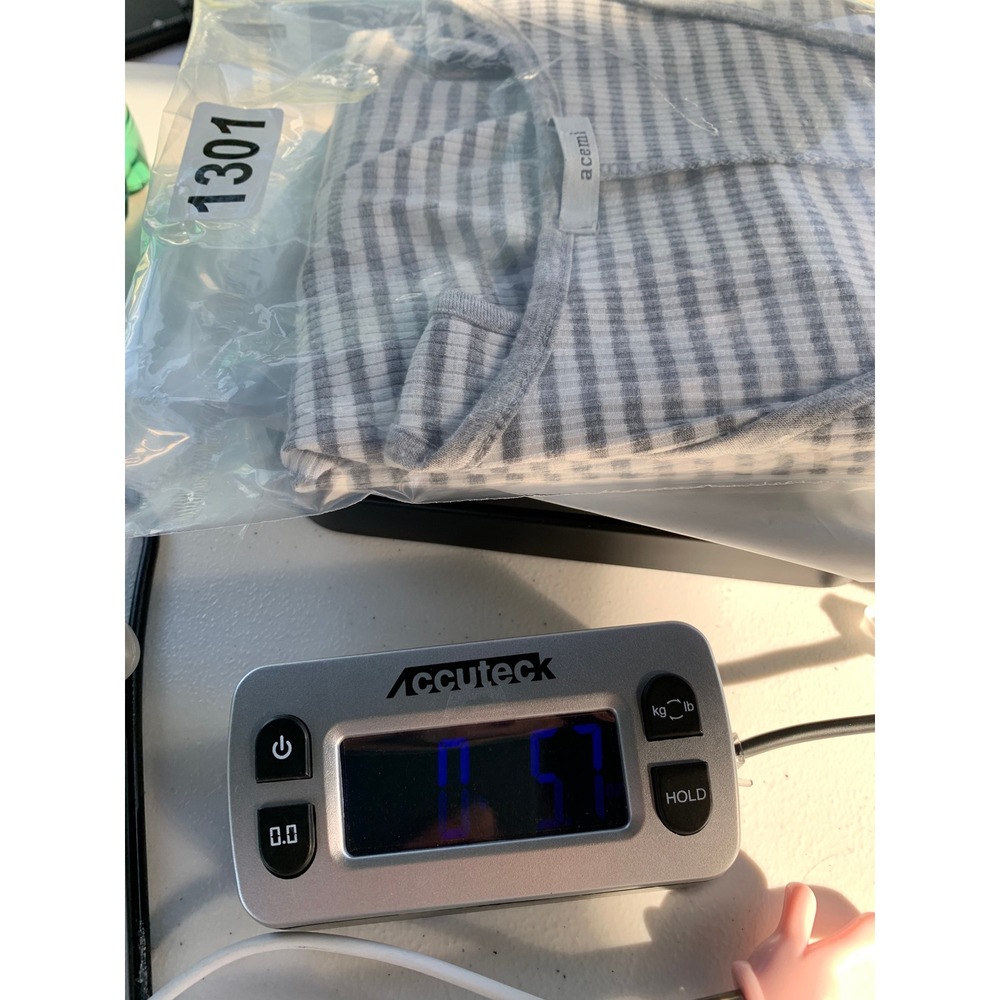 Striped Tank Top V-Neck Gray White Sleeveless Casual Cute Layered Hem Rib Knit S - Picture 9 of 9